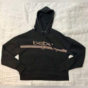 bebe Sport Hooded Pullover Sweatshirt Bedazzled Y2K